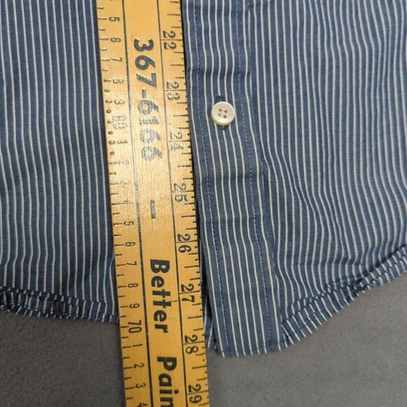 Hollister Button Up Shirt Men's Extra Large Striped Blue XL Pocket Long Sleeve - Picture 6 of 9
